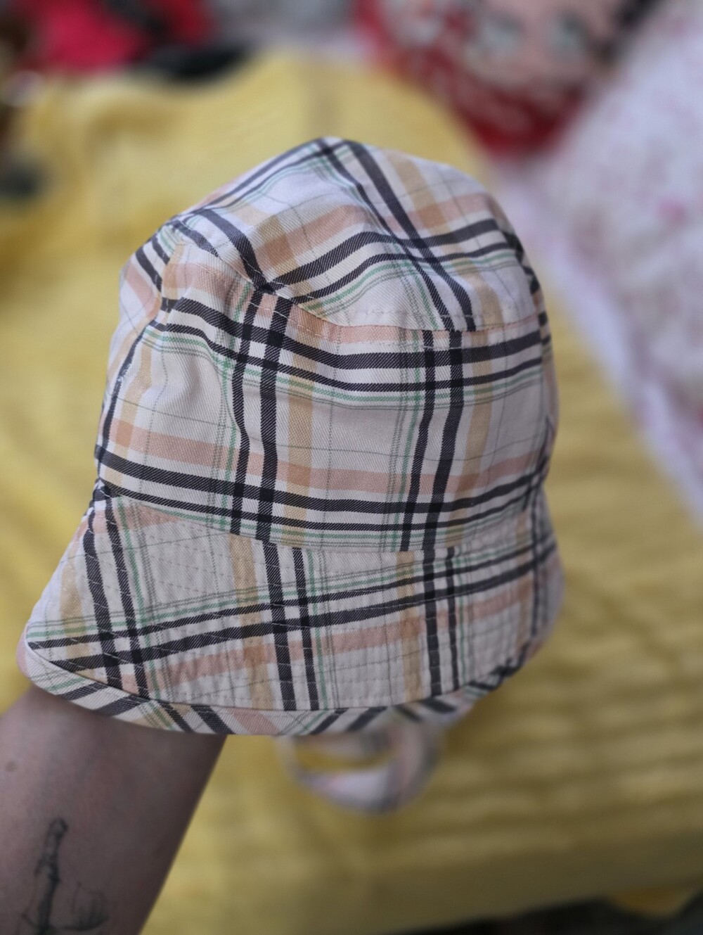Levi's Kids Peach & Tan Plaid Bucket Hat
